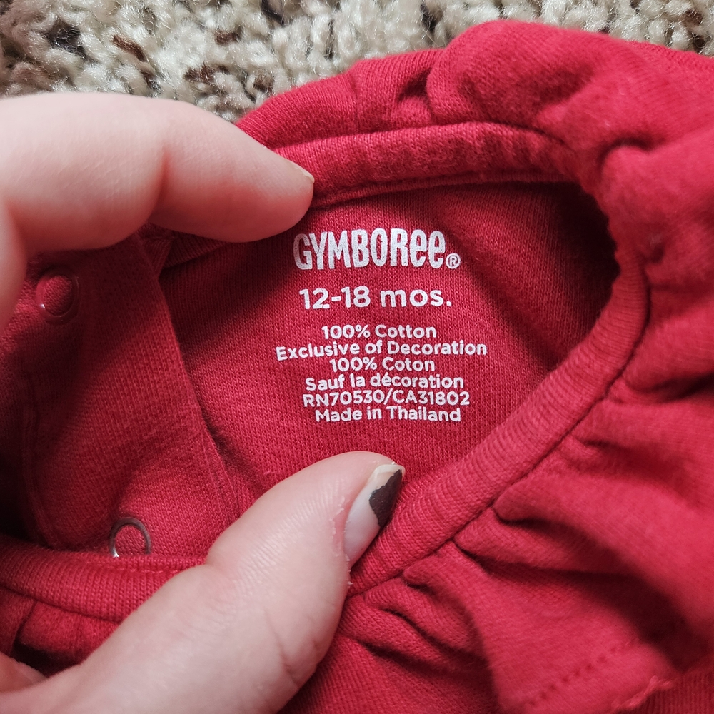 Gymboree Red Ruffled Bodysuit with Tree Design - Picture 2 of 2